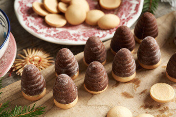 Preparation of homemade beehives or wasp nests - traditional Czech Christmas cookies