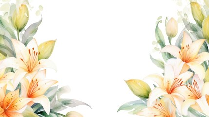 Obraz premium watercolor floral border frame, Easter illustration with copy space