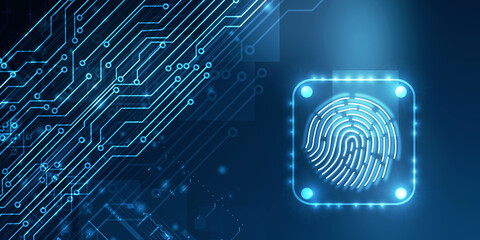 2d Illustration Fingerprint Scanning Technology Concept 
