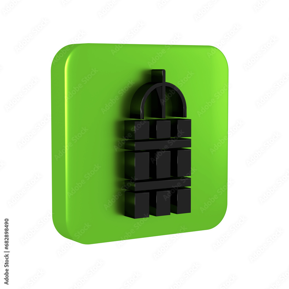 Poster black detonate dynamite bomb stick and timer clock icon isolated on transparent background. time bom