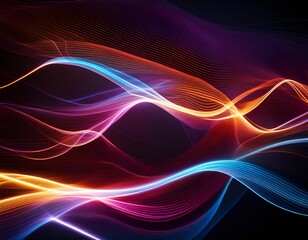 Naklejka premium Energy Light Lines Flow Blue, Purple, Red and Yellow colors