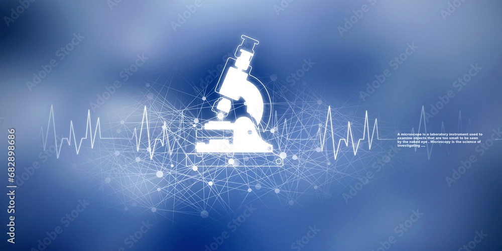 Aufkleber 2d rendering virus testing microscope with medicine bottle