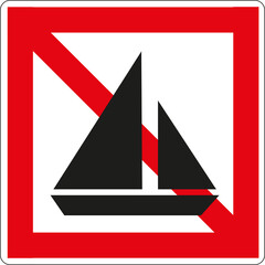 Panneau code de la navigation en eaux intérieures: Navigation interdite pour bateau à voile	