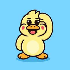cute duck cartoon, saluting.