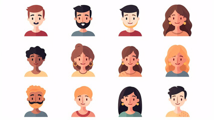 Set of avatars of people in flat style. Vector illustration.