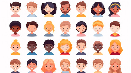 People avatars set. Different nationalities and nationalities of the world. Vector flat cartoon illustration.