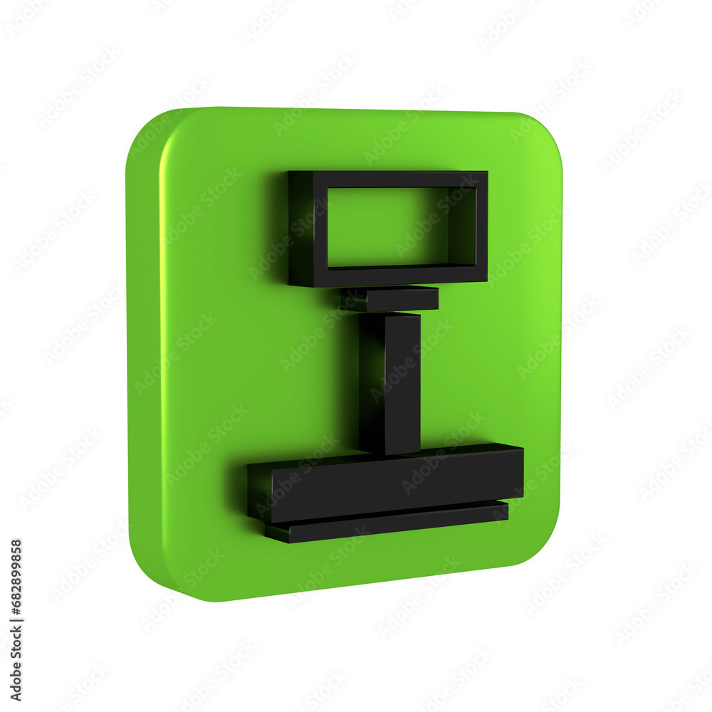 Poster black scale icon isolated on transparent background. logistic and delivery. weight of delivery packa