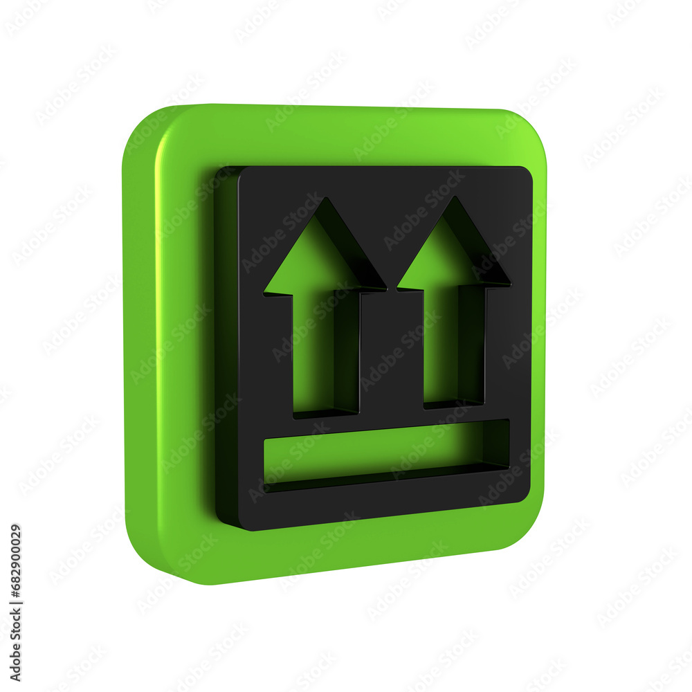 Poster black this side up icon isolated on transparent background. two arrows indicating top side of packag