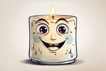 A happy candle with eyes on a white background