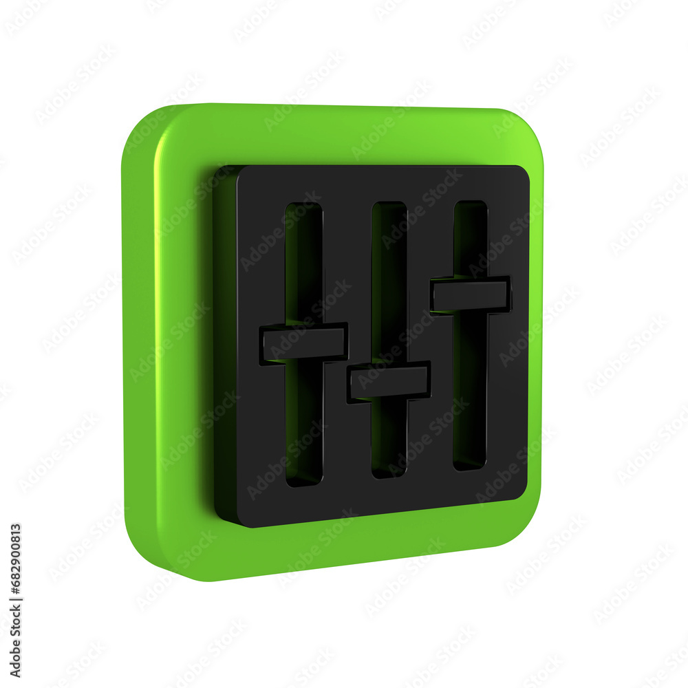 Poster black sound mixer controller icon isolated on transparent background. dj equipment slider buttons. m