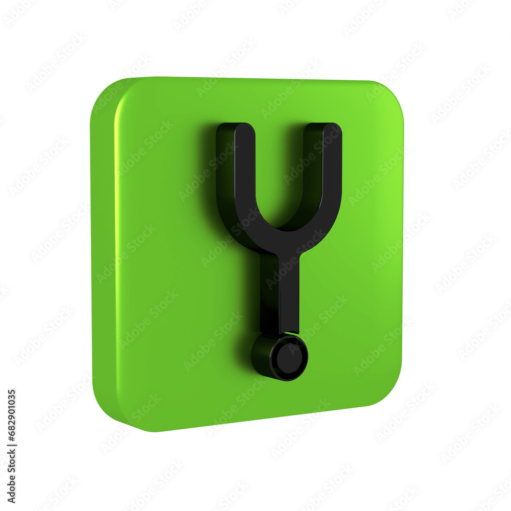 Poster black musical tuning fork for tuning musical instruments icon isolated on transparent background. gr