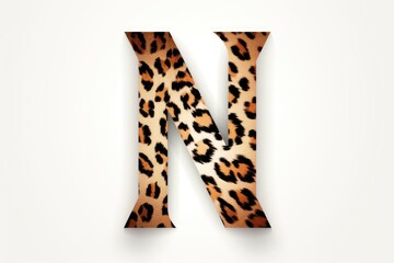 letter n, animal print style, on white background