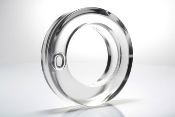letter o, from glass, on white background