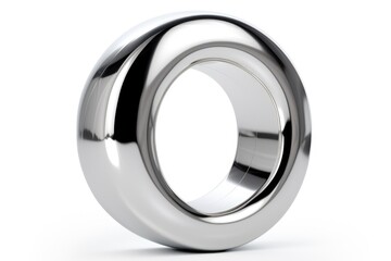 letter o, from polished metal, on white background