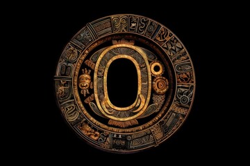 Obraz premium letter o, mayan style, on black background