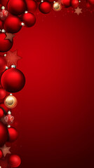Red background with christmas balls frame for Instagram Story