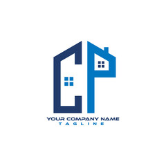 vector home leaf CP logo design template