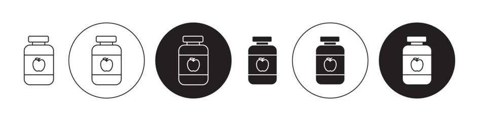 Jam line icon set. Strawberry jelly jam symbol. Homemade fruit jam glass jar sign for UI designs.