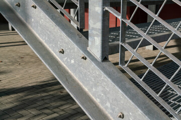 fire escape staircase, pedestrian passage for emergency exit. particular structure in galvanized...