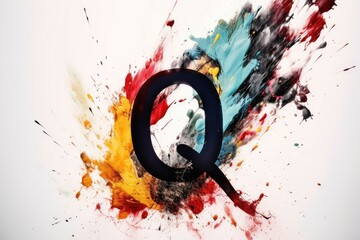letter q, abstract expressionism style, on white background - obrazy, fototapety, plakaty