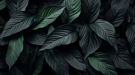Textures of abstract black leaves for tropical leaf background