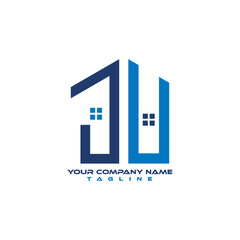 vector home leaf JU logo design template