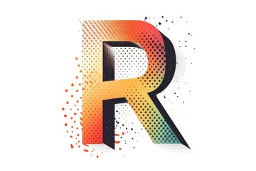 letter r, halftone style, on white background