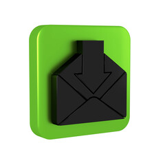 Black Envelope icon isolated on transparent background. Received message concept. New, email...