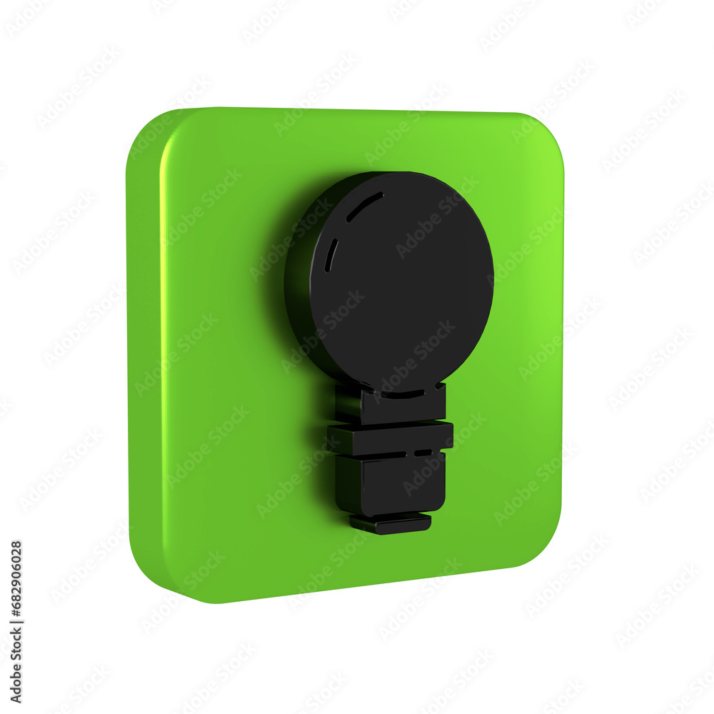 Poster black light bulb with concept of idea icon isolated on transparent background. energy and idea symbo