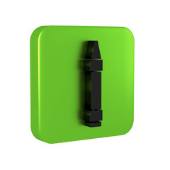 Black Wax crayons for drawing icon isolated on transparent background. Green square button.