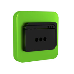 Black Website template icon isolated on transparent background. Internet communication protocol. Green square button.