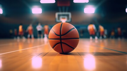 Naklejka premium Basketball on a basketball court made with Ai generative technology