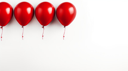 Red balloons on white background