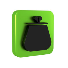 Black Wallet icon isolated on transparent background. Purse icon. Cash savings symbol. Green square button.