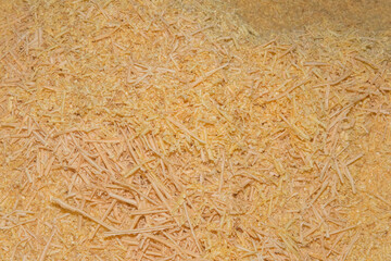 Yellow Natural Wood Shavings Waste Recycle Recycling Industrial Material Sawdust