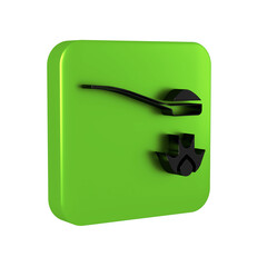 Black Heroin in a spoon icon isolated on transparent background. Concept of drug addiction and dependence from the narcotic. Junkie lifestyle. Green square button.