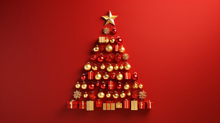 Christmas tree, gifts and holiday decorations, post card, template, background, email greetings card, Merry Christmas