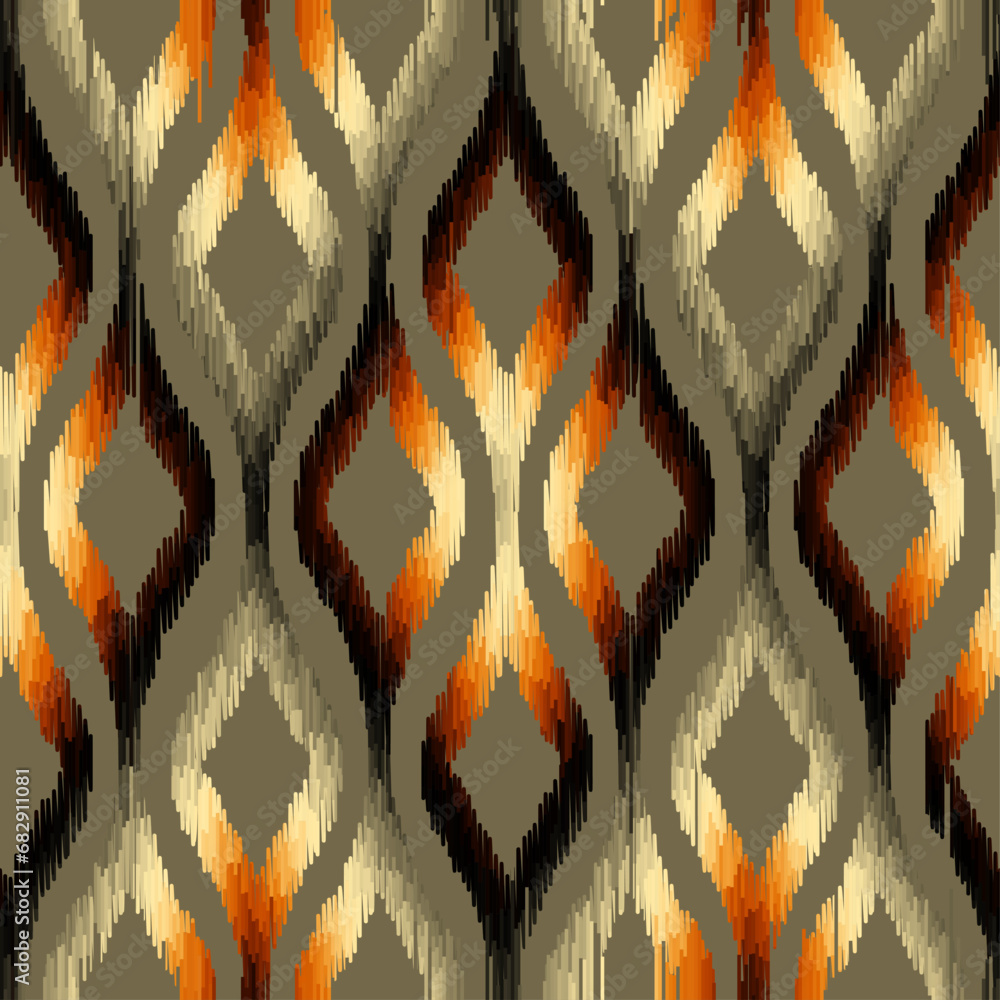 Aufkleber Seamless striped pattern in Aztec style. Folk embroidery.. Aztec ikat style. Seamless vector image. Thin lines