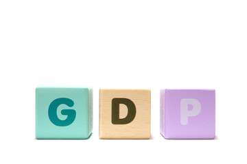 text GDP Good Distribution Practice on colorful wooden isolated on a white