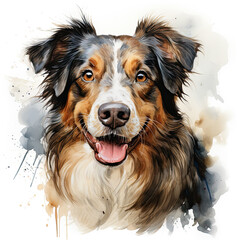 Fototapeta premium watercolor Australian Shepherd clipart, Generative Ai