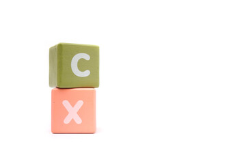 text CX Customer Experience on colorful wooden isolated on a white background