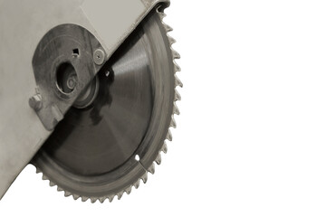 Circular Saw Sharp Spikes Diamond Blade Machine Close-up Industrial Equipment Sawing Tool Isolated White Background