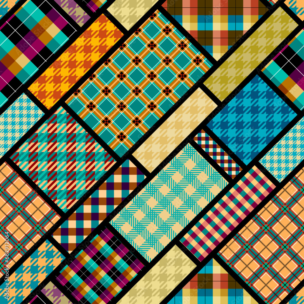 Aufkleber textile patchwork plaid pattern. seamless vector image. khaki colors.