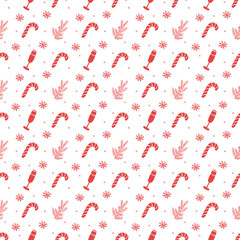 Seamless christmas pattern. New year background. Doodle illustration with christmas icons