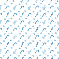 Seamless christmas pattern. New year background. Doodle illustration with christmas icons