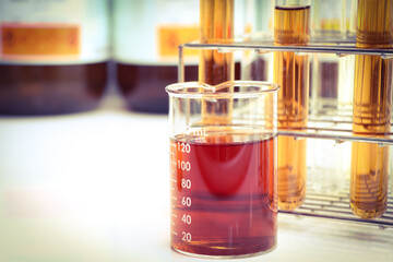 Yellow chemical experiment in the laboratory, Chemicals used in industry