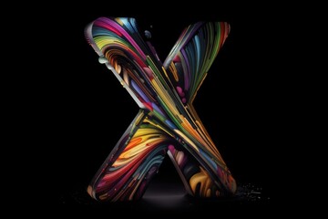 letter x, street art style, on black background