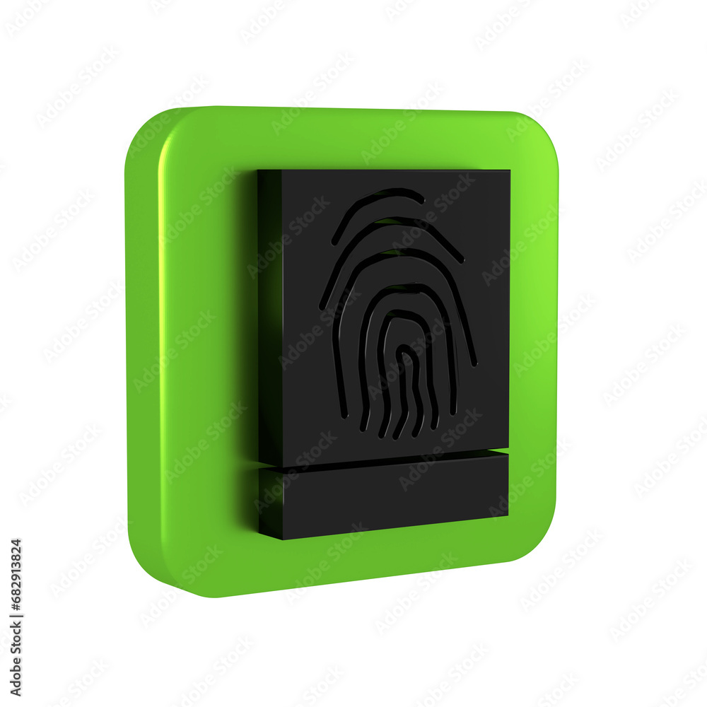 Poster black fingerprint icon isolated on transparent background. id app icon. identification sign. touch i