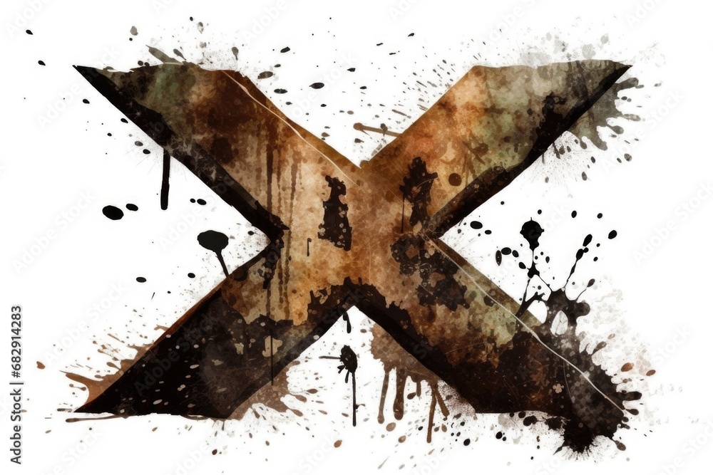 Wall mural letter x, grunge style, on white background