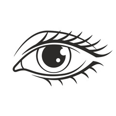 Woman eye line illustration, vector icon